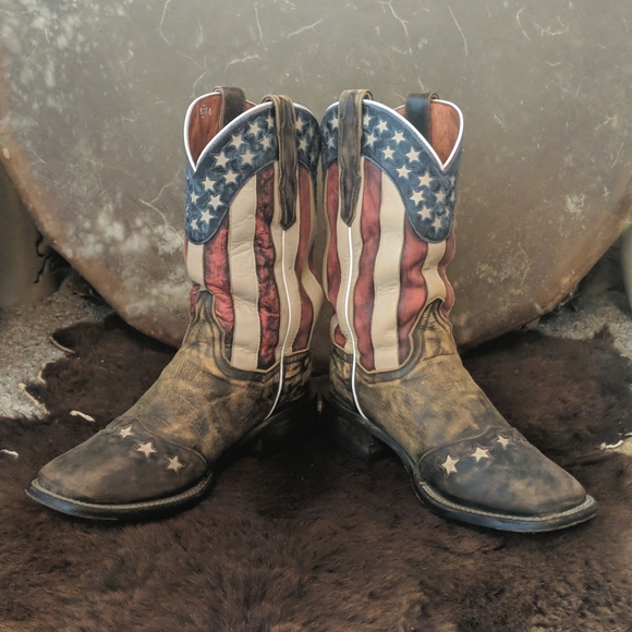 DAN POST DP3914 "Betsy" American Flag cowgirl western boots square toe sz 8.5 - Picture 13 of 16